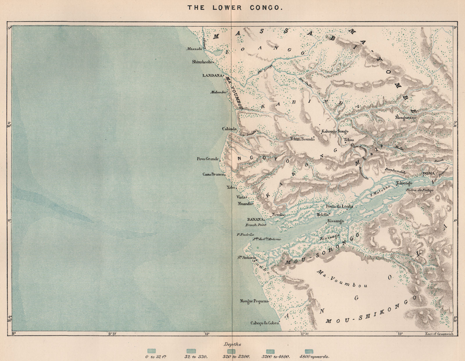 The Lower Congo. Congo Basin 1885 old antique vintage map plan chart